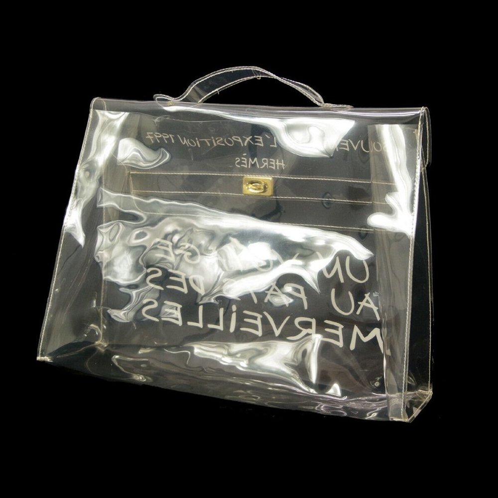 HERMES Vinyl Kelly Beach Hand Bag Purse SOUVENIR D - Picture 2 of 12